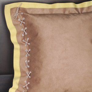 Lime Green and Taupe Luxe Suede Pillow Cover